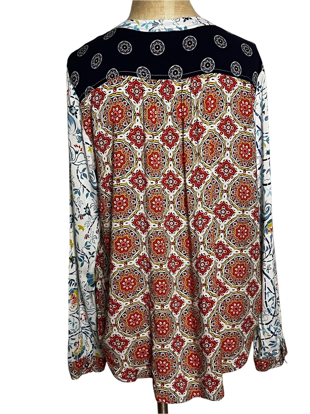 Maeve Anthropologie Mixed Print Boho Medallion Blouse Top Size 12 - Picture 4 of 11